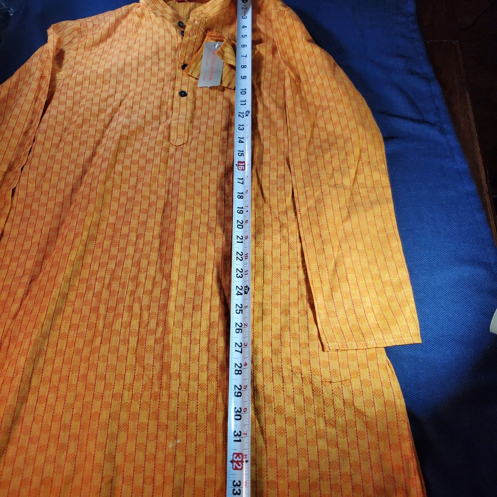 Orange Kurta With Subtle Pattern - image 6